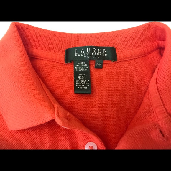 Lauren Ralph Lauren Petite Polo Shirt Orange Sz PM - Picture 3 of 7